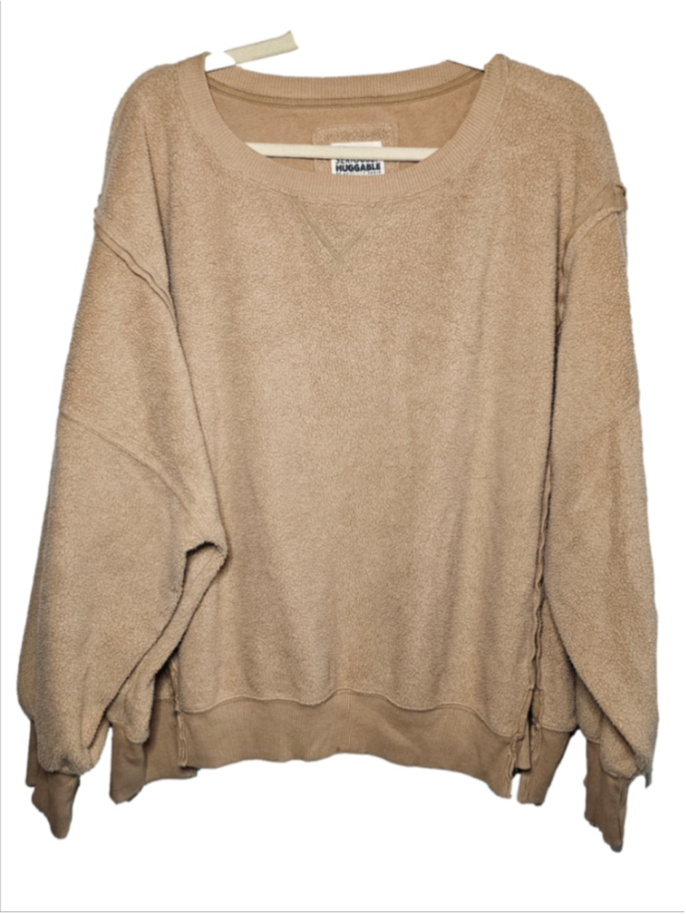 American Eagle This Feels Seriously Huggable Crewneck Sweatshirt Tan M EUC